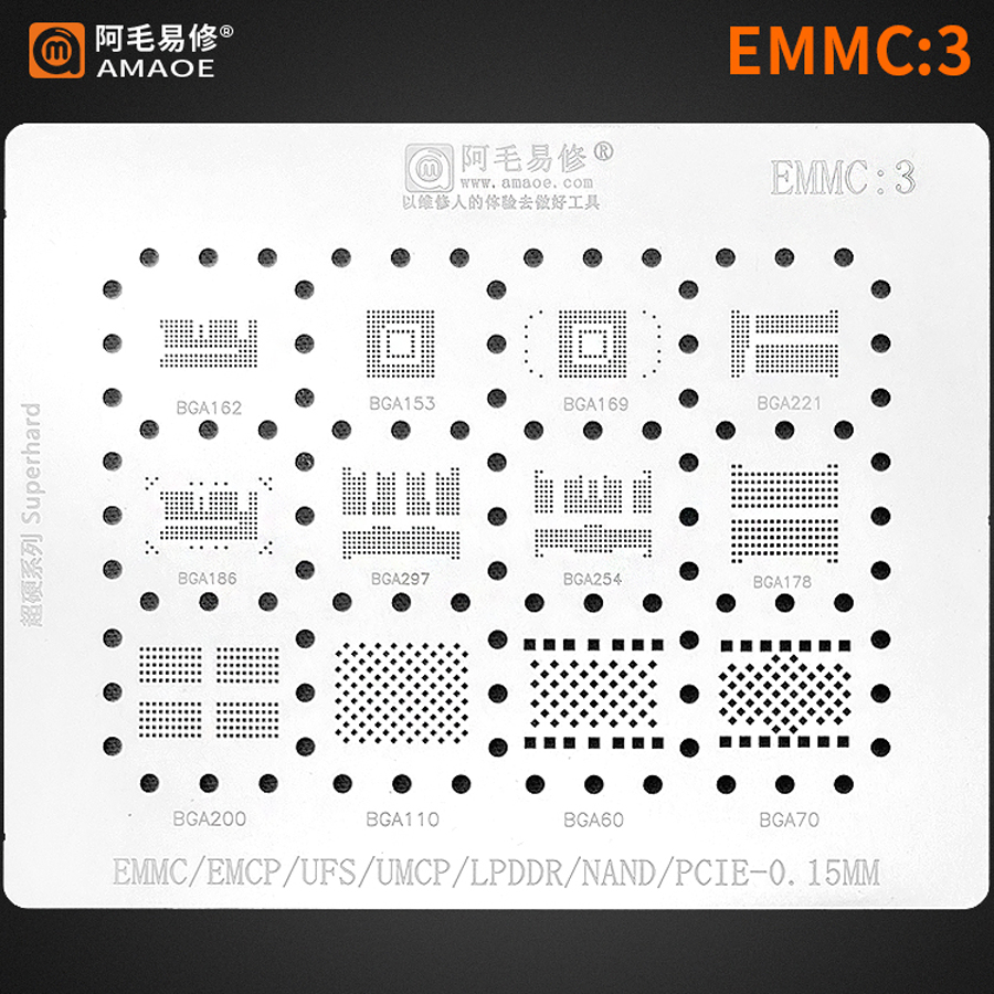 Tasmota Flash Tool - AMAOE EMMC3 BGA Reballing Stencil for