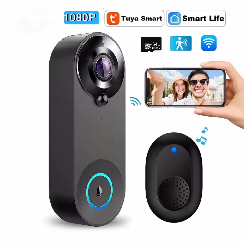 Smart Doorbell Wired - Tuya 1080P Wireless WIFI Doorbell Video