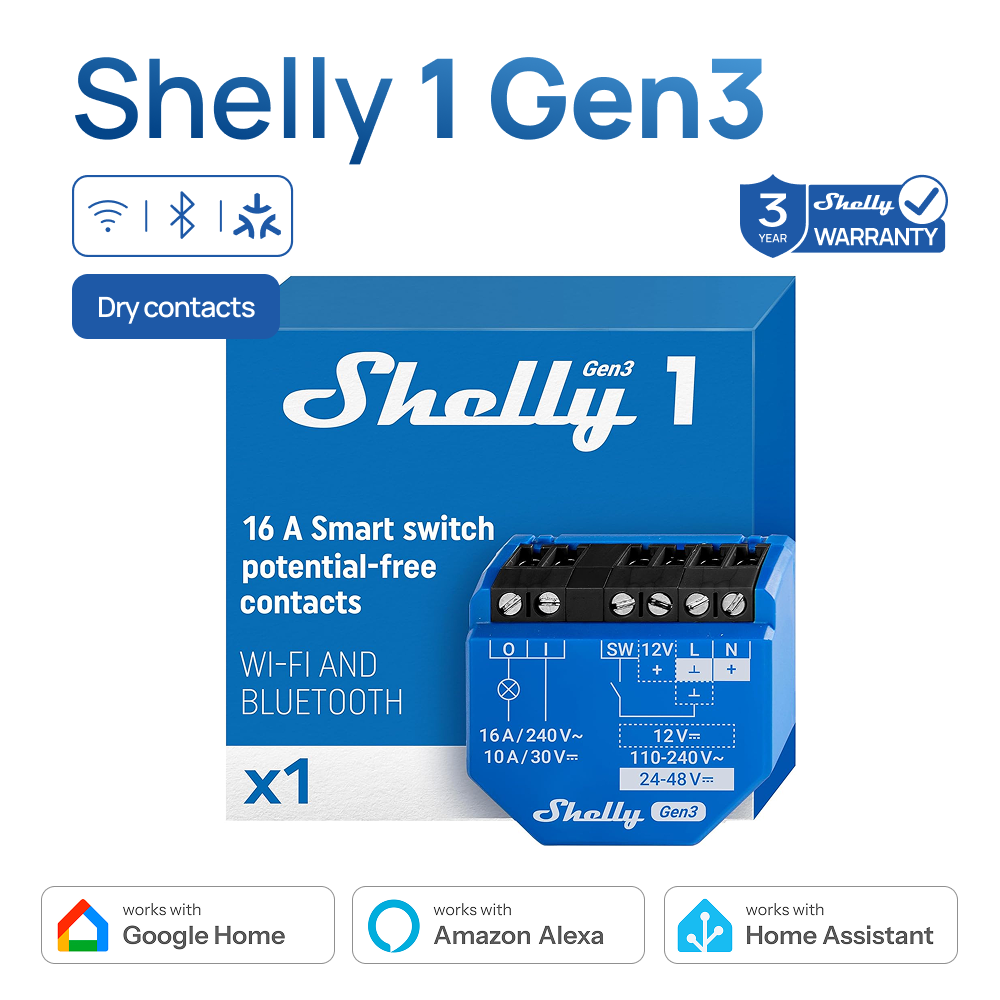 Shelly Relay Module - Shelly 1 Gen3 Dry Contact Smart