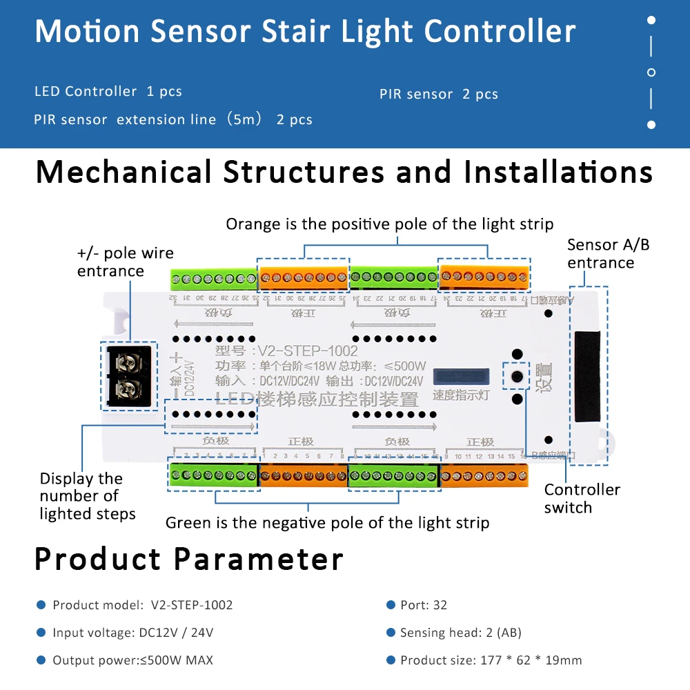 12V LED Stair PIR Motion Senso - огляд і ціна Motion Sensor Pir Wired